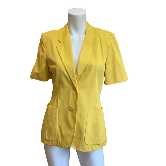 Laurel Yelllow Short Sleeved 2 Button Blazer sz 38=6 - Picture 1 of 6